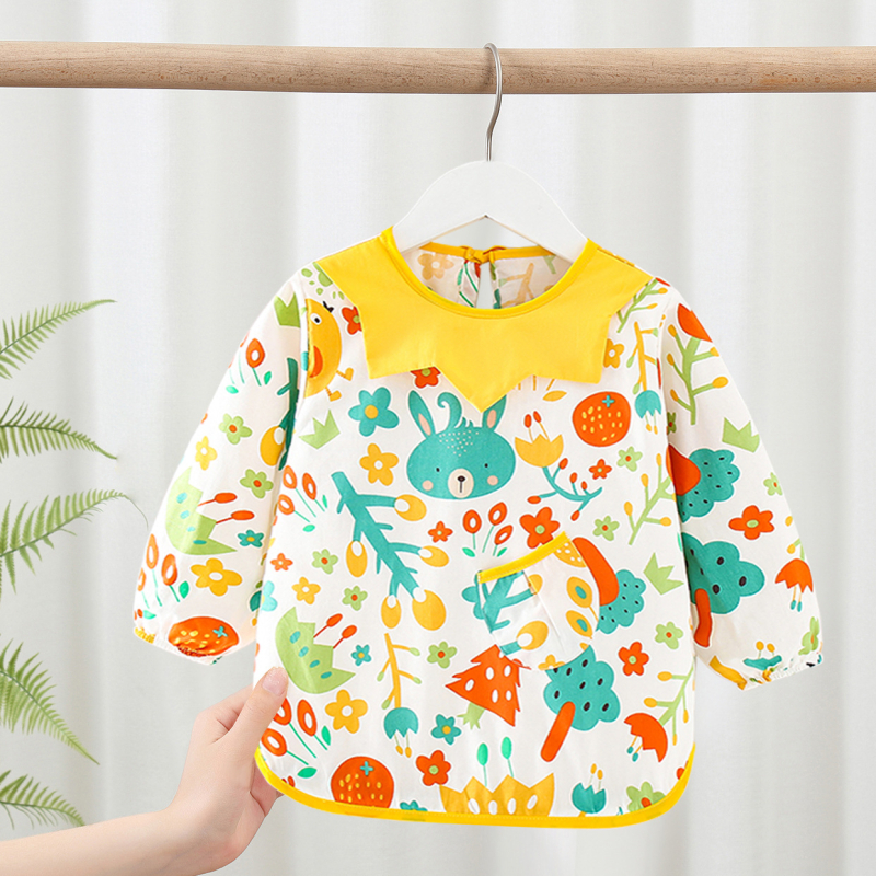 Medvilninė vaikiška bavetė su ilgomis rankovėmis, vandeniui atspari, unisex, 1–3 metų amžiaus