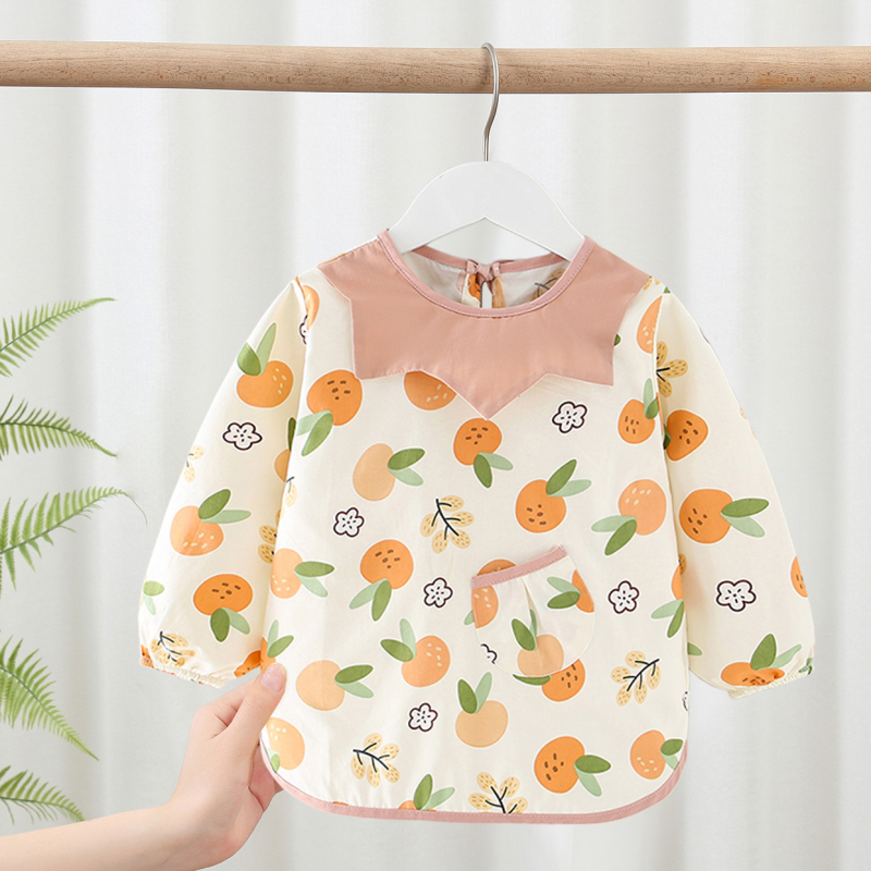 Medvilninė vaikiška bavetė su ilgomis rankovėmis, vandeniui atspari, unisex, 1–3 metų amžiaus