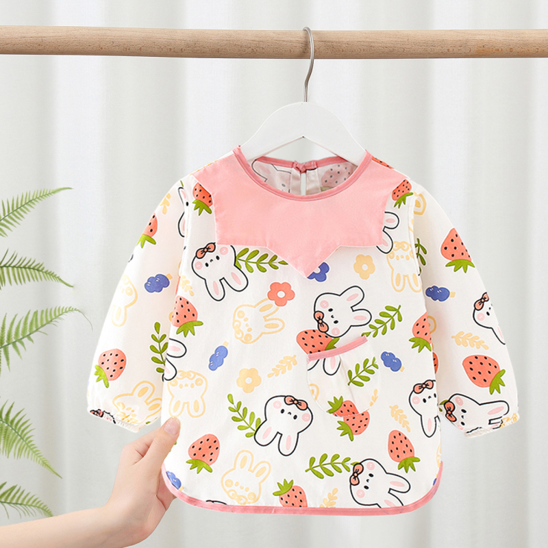 Medvilninė vaikiška bavetė su ilgomis rankovėmis, vandeniui atspari, unisex, 1–3 metų amžiaus