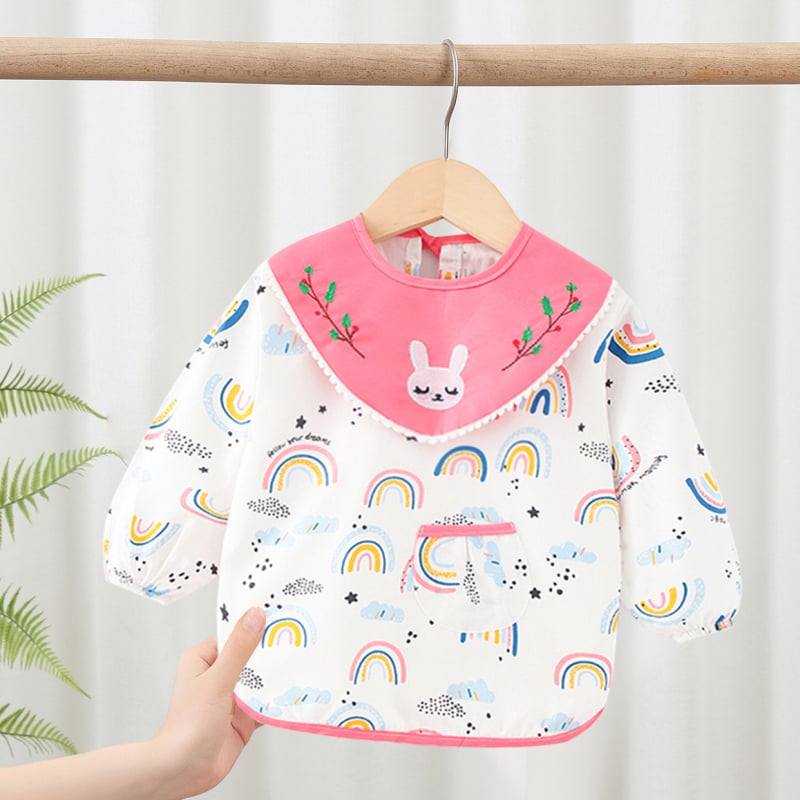 Medvilninė vaikiška bavetė su ilgomis rankovėmis, vandeniui atspari, unisex, 1–3 metų amžiaus