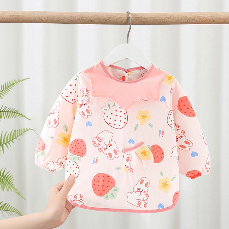 Medvilninė vaikiška bavetė su ilgomis rankovėmis, vandeniui atspari, unisex, 1–3 metų amžiaus