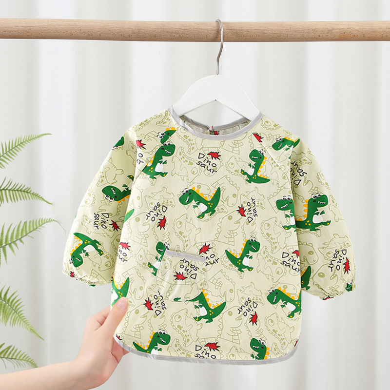 Medvilninė vaikiška bavetė su ilgomis rankovėmis, vandeniui atspari, unisex, 1–3 metų amžiaus