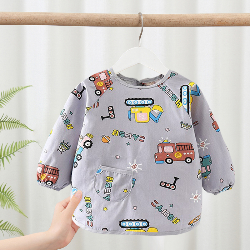 Medvilninė vaikiška bavetė su ilgomis rankovėmis, vandeniui atspari, unisex, 1–3 metų amžiaus