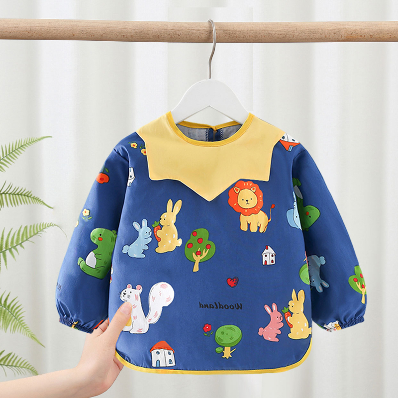 Medvilninė vaikiška bavetė su ilgomis rankovėmis, vandeniui atspari, unisex, 1–3 metų amžiaus