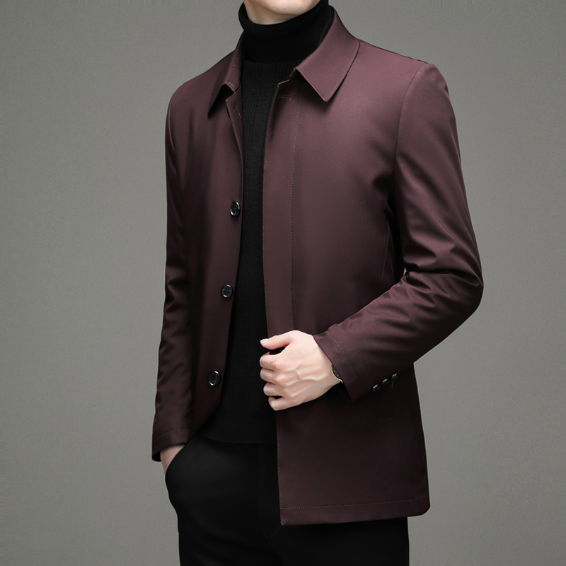 Férfi üzleti stílusú pehelykabát, levehető gallérral, fehér kacsa pehely, 81–85% pehelytartalom, vízálló poliészter anyag, védelem -20°C-tól -5°C-ig