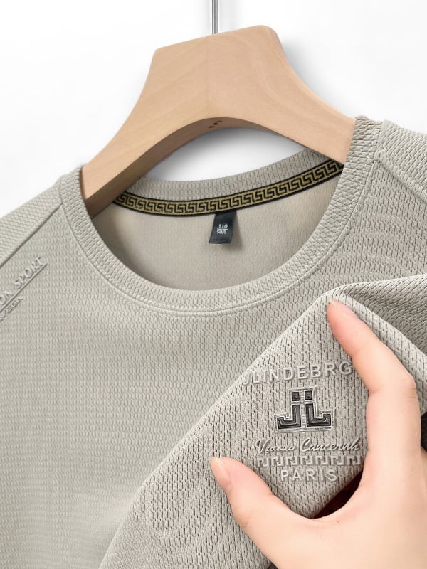 Muški lagani dugi rukav s tiskom, sweatshirt s okruglim izrezom, opuštenog kroja, 95% poliester / 5% spandeks, tanak materijal, jesen 2024