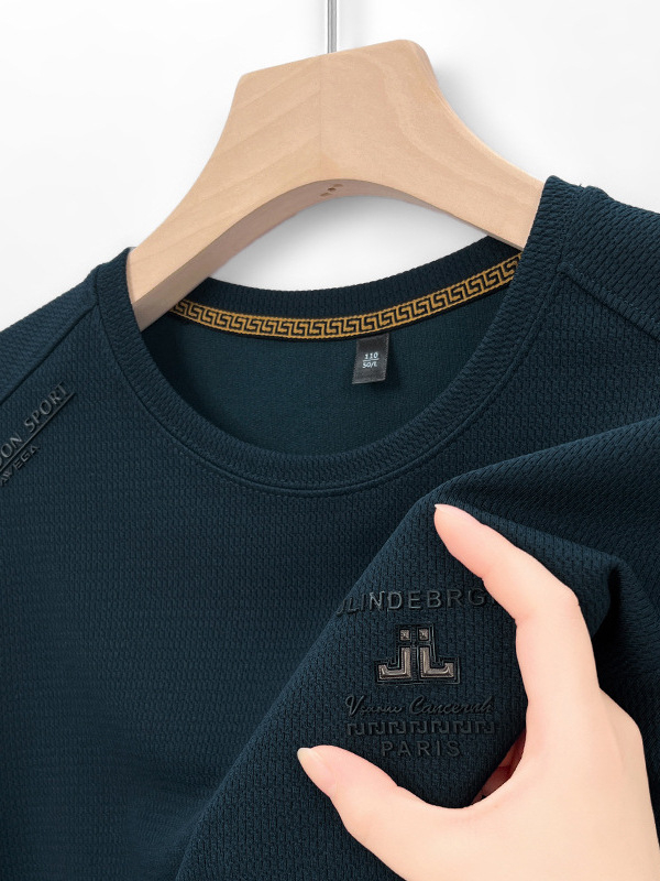 Muški lagani dugi rukav s tiskom, sweatshirt s okruglim izrezom, opuštenog kroja, 95% poliester / 5% spandeks, tanak materijal, jesen 2024
