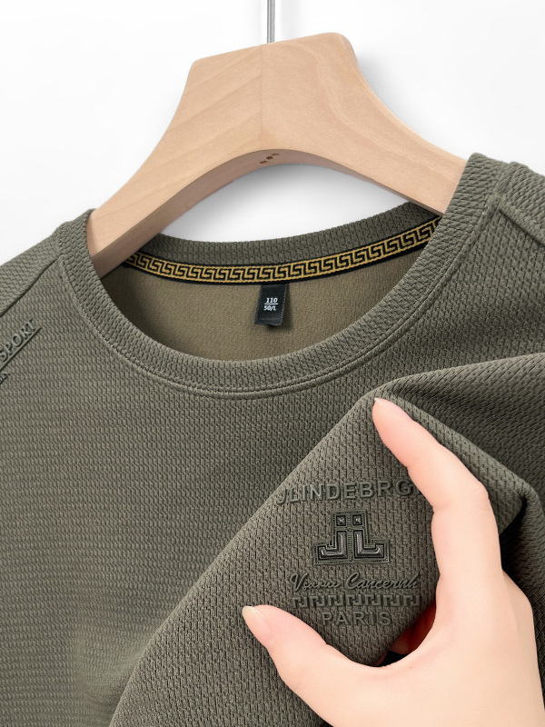 Muški lagani dugi rukav s tiskom, sweatshirt s okruglim izrezom, opuštenog kroja, 95% poliester / 5% spandeks, tanak materijal, jesen 2024
