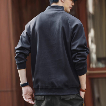 Πουλόβερ φλίς με ψηλό γιακά και μισό φερμουάρ, χειμερινό, χαλαρή γραμμή, μακριά μανίκια, μείγμα πολυεστέρα 65% βαμβάκι 35%, χωρίς επένδυση, μονόχρωμο