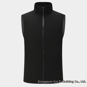 Munkavállalói mellény galléros, kétsoros gombolás, csíkos mintázat, egész éves viselet, oldalsó zsebek