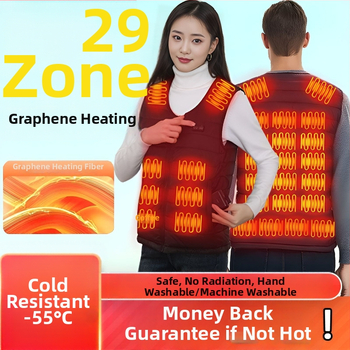 Grafénfűtéses férfi mellény - karcsú szabású, újratölthető, önfűtő, kapucnival