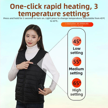 Grafénfűtéses férfi mellény - karcsú szabású, újratölthető, önfűtő, kapucnival