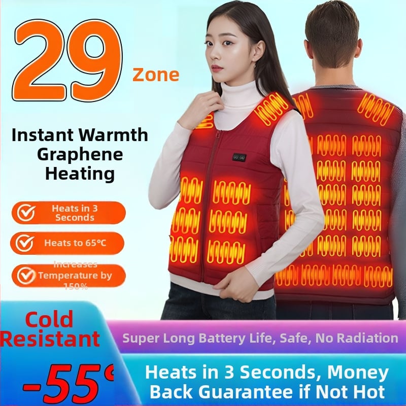Grafénfűtéses férfi mellény - karcsú szabású, újratölthető, önfűtő, kapucnival