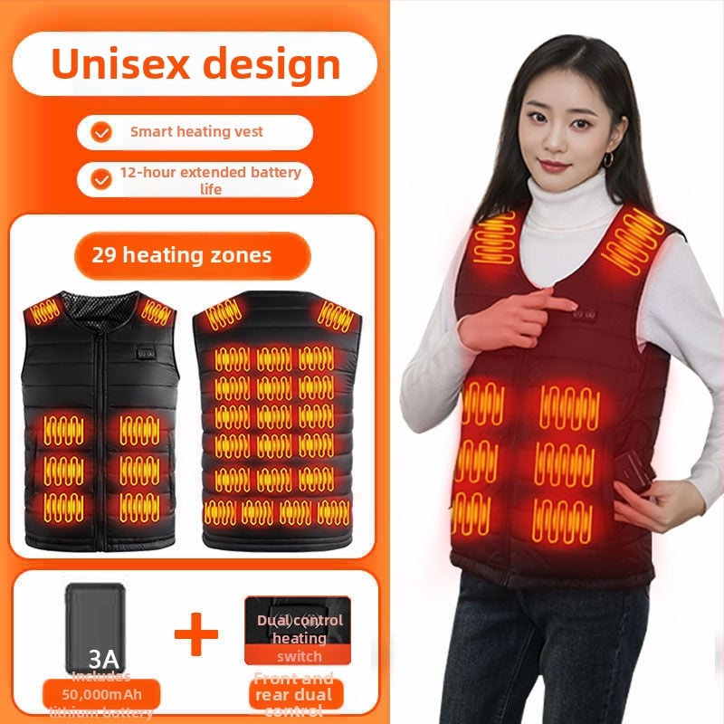 Grafénfűtéses férfi mellény - karcsú szabású, újratölthető, önfűtő, kapucnival