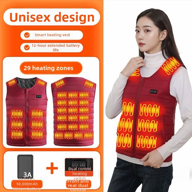 Grafénfűtéses férfi mellény - karcsú szabású, újratölthető, önfűtő, kapucnival