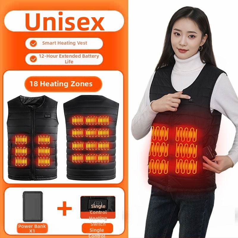 Grafénfűtéses férfi mellény - karcsú szabású, újratölthető, önfűtő, kapucnival