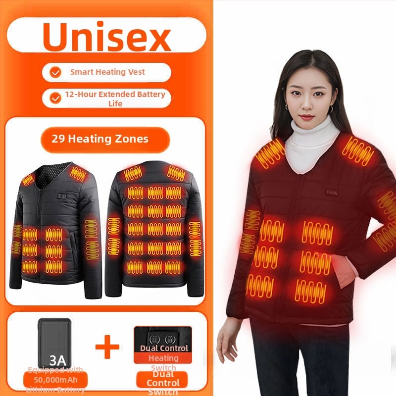 Grafénfűtéses férfi mellény - karcsú szabású, újratölthető, önfűtő, kapucnival