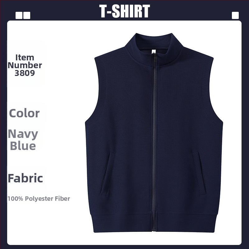 Logóval ellátott waffel kötésű mellény edzésre és képzésekre (kapucni, cipzár, álló gallér)