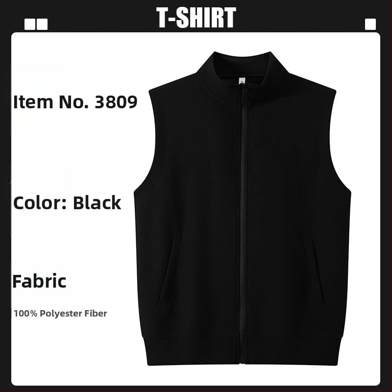 Logóval ellátott waffel kötésű mellény edzésre és képzésekre (kapucni, cipzár, álló gallér)