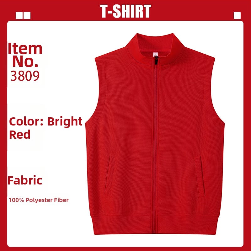 Logóval ellátott waffel kötésű mellény edzésre és képzésekre (kapucni, cipzár, álló gallér)