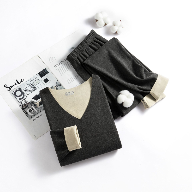 Neatkarīgi no dzimuma termālais apģērbu komplekts ar fleece odere, augšdaļai ar apaļu kaklu un biksēm, cieši pieguļošs, elastīgs, auduma biezums 201–250 g/m², poliesters