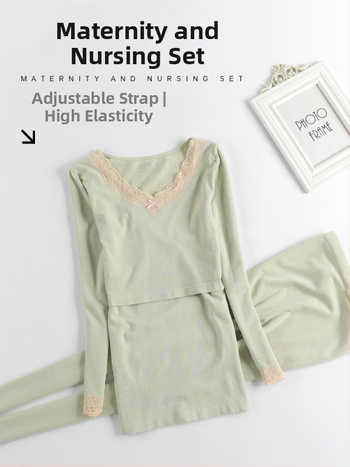 Set za trudnice i dojenje s dugim rukavima — top i hlače, poliester 30–50%, jesen-zima 2025