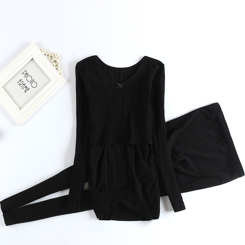 Set za trudnice i dojenje s dugim rukavima — top i hlače, poliester 30–50%, jesen-zima 2025