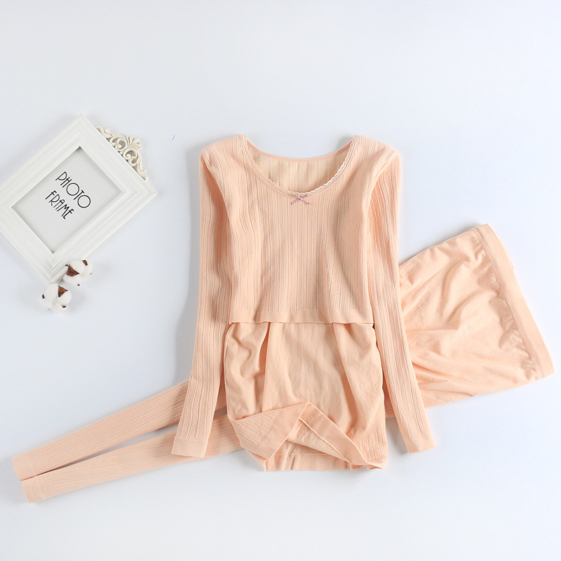 Set za trudnice i dojenje s dugim rukavima — top i hlače, poliester 30–50%, jesen-zima 2025