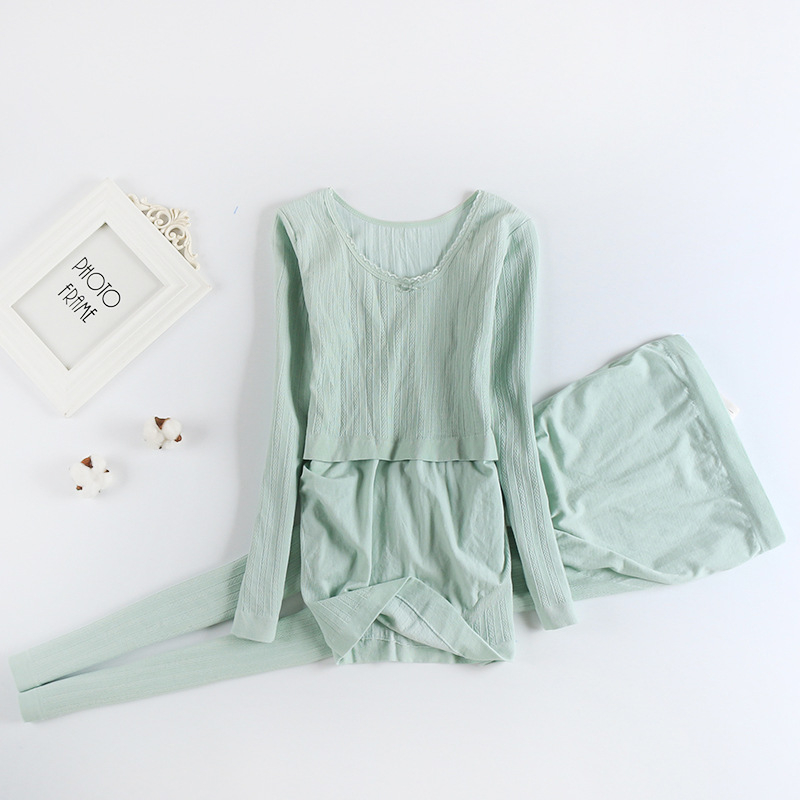 Set za trudnice i dojenje s dugim rukavima — top i hlače, poliester 30–50%, jesen-zima 2025