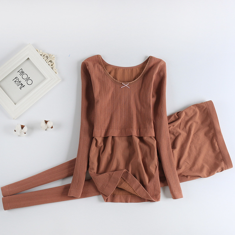 Set za trudnice i dojenje s dugim rukavima — top i hlače, poliester 30–50%, jesen-zima 2025