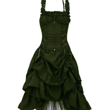 Gotik Lolita cosplay haljina za pozornicu – uski kroj, nepravilan čvor u struku, čipka, tkanina od pamukove smjese (polyester/spandeks), jesen 2024.