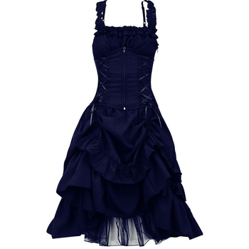Gotik Lolita cosplay haljina za pozornicu – uski kroj, nepravilan čvor u struku, čipka, tkanina od pamukove smjese (polyester/spandeks), jesen 2024.