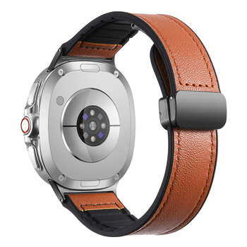 Ζώνη ρολογιού για Samsung Galaxy Watch8 – Γνήσιο δέρμα, Μαγνητικό αναδιπλούμενο κούμπωμα, Συμβατή με Galaxy Watch Classic, Λανσάρισμα Καλοκαίρι 2025, Μοντέρνο καθημερινό στυλ