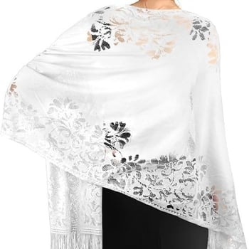 Fular pentru femei din dantelă decupată, pentru rochie de mireasă și de seară, lungime medie, material: Altul, lansare primăvara 2025