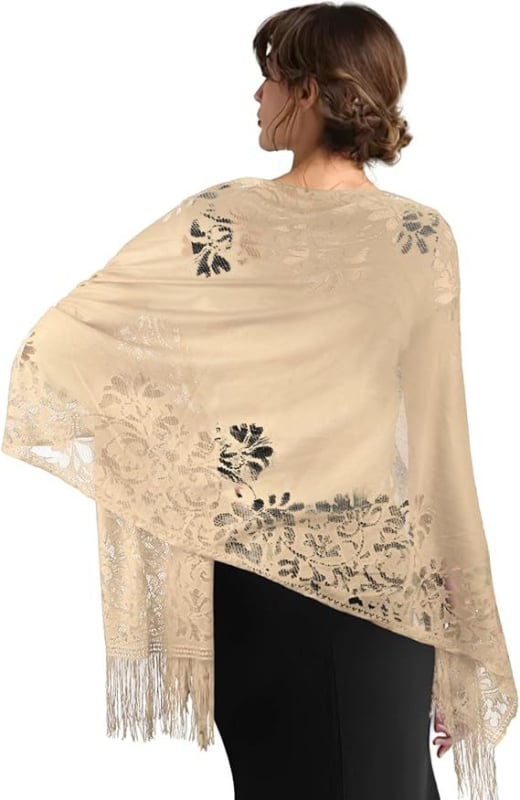 Fular pentru femei din dantelă decupată, pentru rochie de mireasă și de seară, lungime medie, material: Altul, lansare primăvara 2025