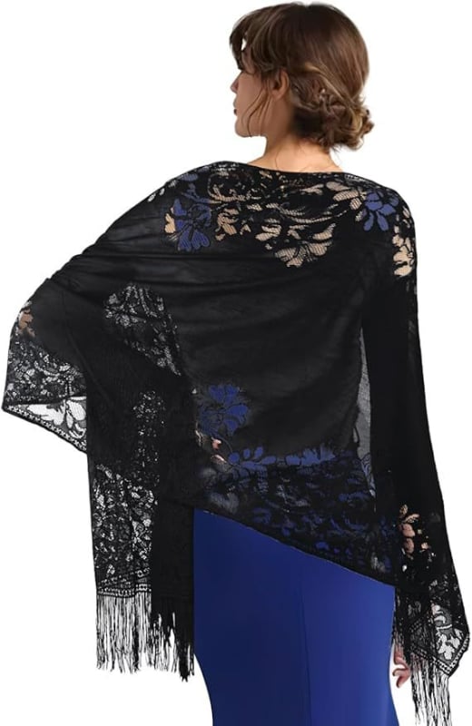 Fular pentru femei din dantelă decupată, pentru rochie de mireasă și de seară, lungime medie, material: Altul, lansare primăvara 2025