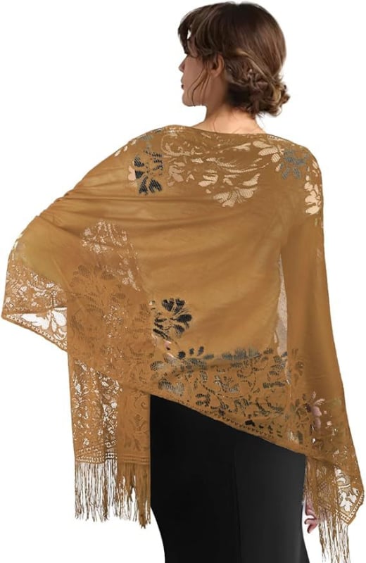 Fular pentru femei din dantelă decupată, pentru rochie de mireasă și de seară, lungime medie, material: Altul, lansare primăvara 2025