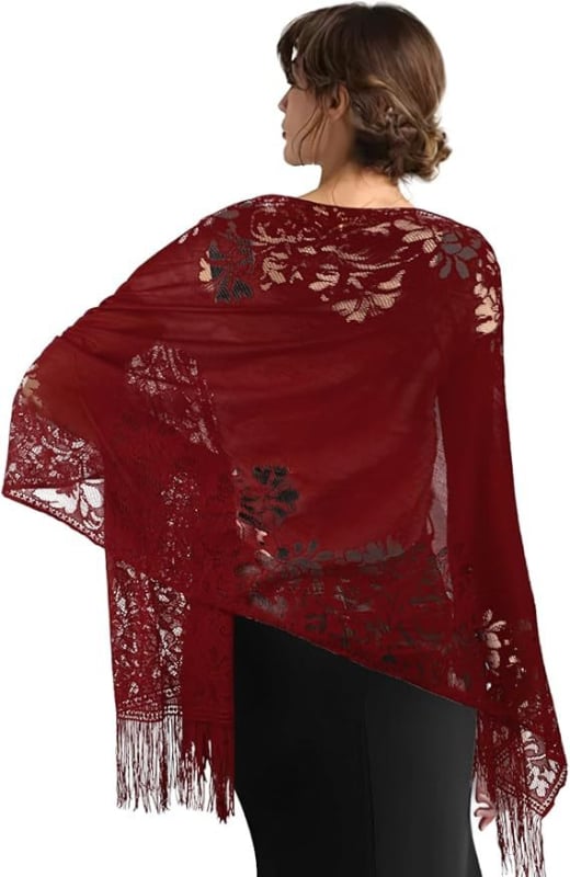 Fular pentru femei din dantelă decupată, pentru rochie de mireasă și de seară, lungime medie, material: Altul, lansare primăvara 2025