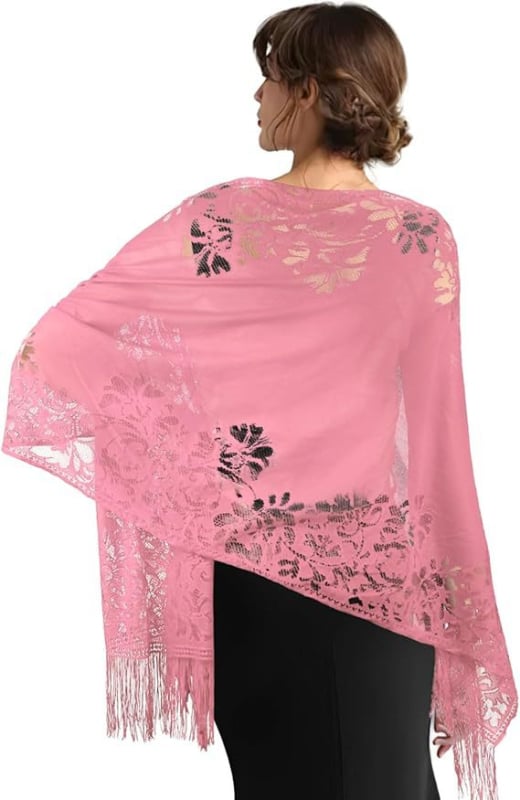 Fular pentru femei din dantelă decupată, pentru rochie de mireasă și de seară, lungime medie, material: Altul, lansare primăvara 2025