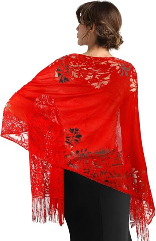 Fular pentru femei din dantelă decupată, pentru rochie de mireasă și de seară, lungime medie, material: Altul, lansare primăvara 2025