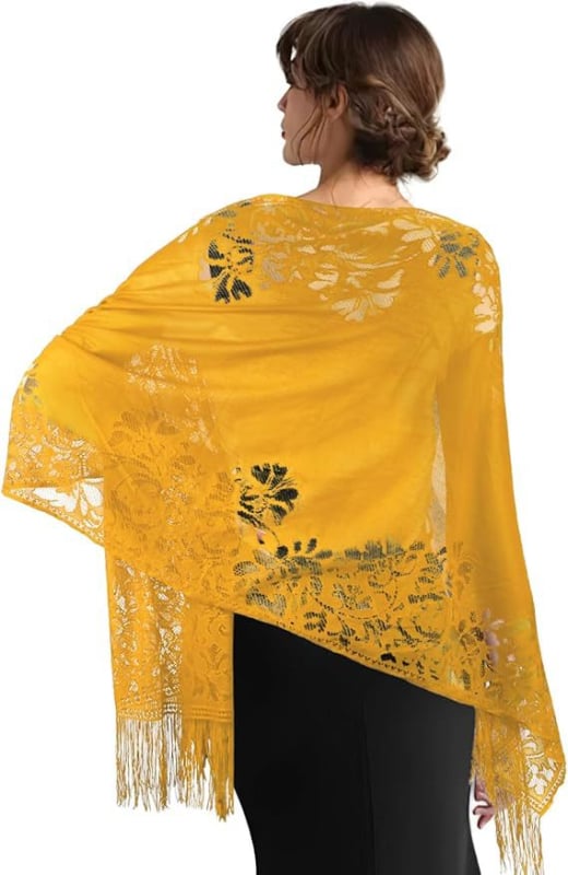 Fular pentru femei din dantelă decupată, pentru rochie de mireasă și de seară, lungime medie, material: Altul, lansare primăvara 2025