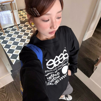 Худи с принт на букви, памучна материя, свободна кройка, средна дължина