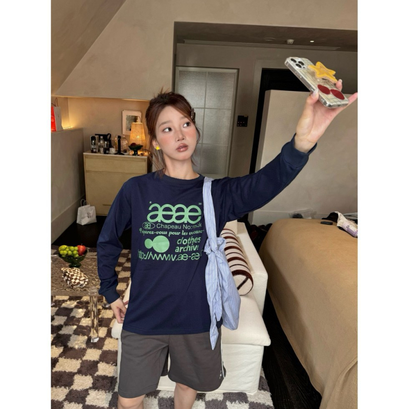 Худи с принт на букви, памучна материя, свободна кройка, средна дължина