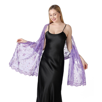 Șal elegant din poliester cu broderie stelă-lună, model geometric; potrivit pentru domnișoara de onoare, bal sau ținute de seară