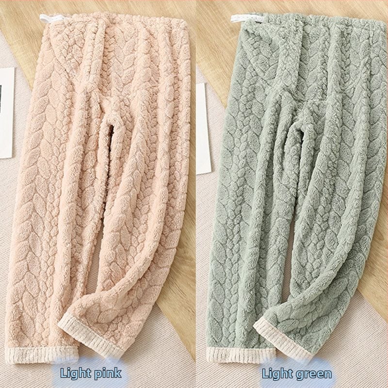 Trudničke pidžama hlače za jesen-zimu, s flisom za unutarnju izolaciju, chenille tkanina, podesiva podrška trbuha, spandeks do 30%