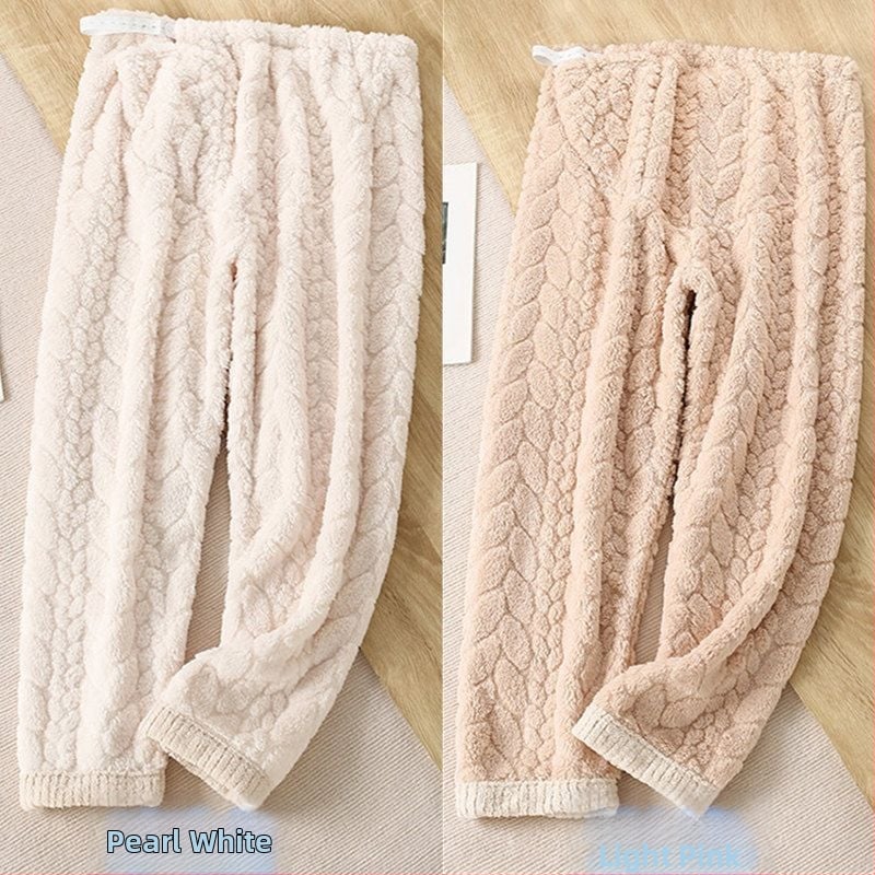 Trudničke pidžama hlače za jesen-zimu, s flisom za unutarnju izolaciju, chenille tkanina, podesiva podrška trbuha, spandeks do 30%