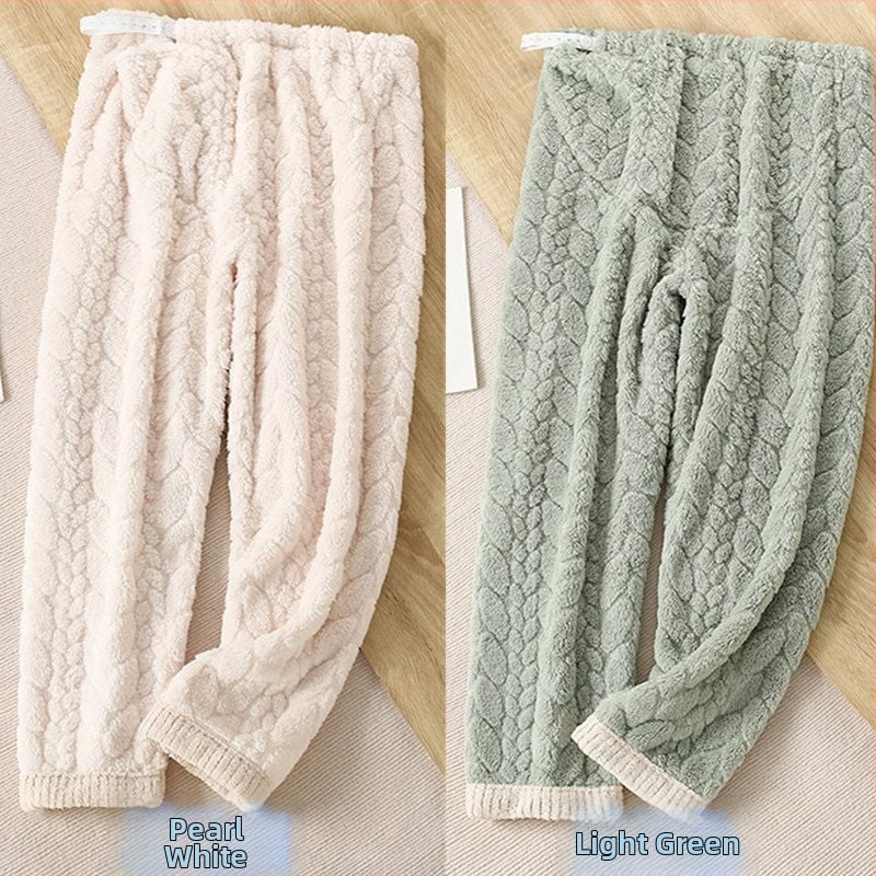 Trudničke pidžama hlače za jesen-zimu, s flisom za unutarnju izolaciju, chenille tkanina, podesiva podrška trbuha, spandeks do 30%