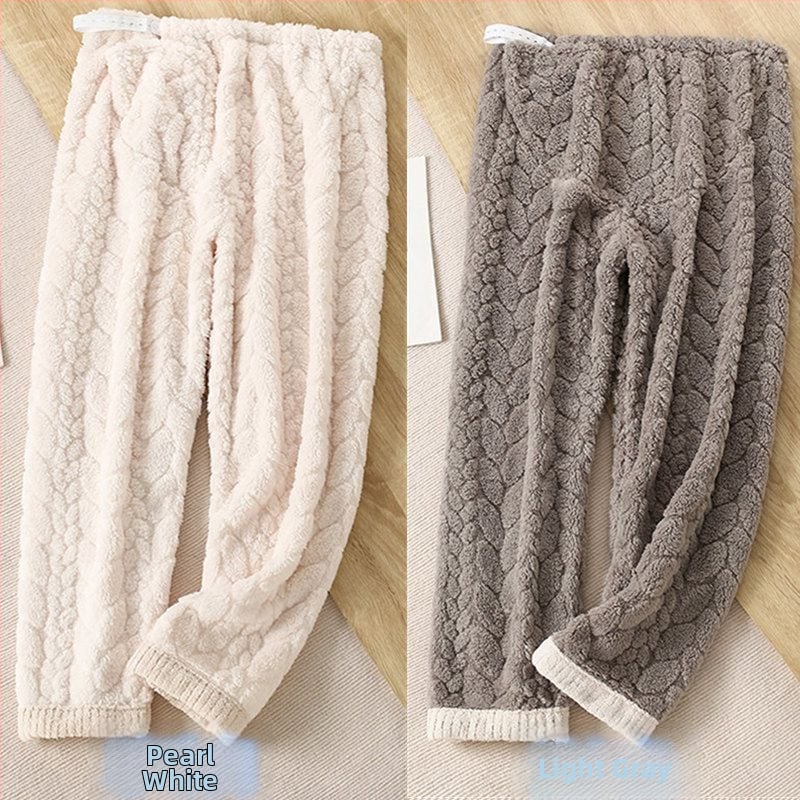 Trudničke pidžama hlače za jesen-zimu, s flisom za unutarnju izolaciju, chenille tkanina, podesiva podrška trbuha, spandeks do 30%