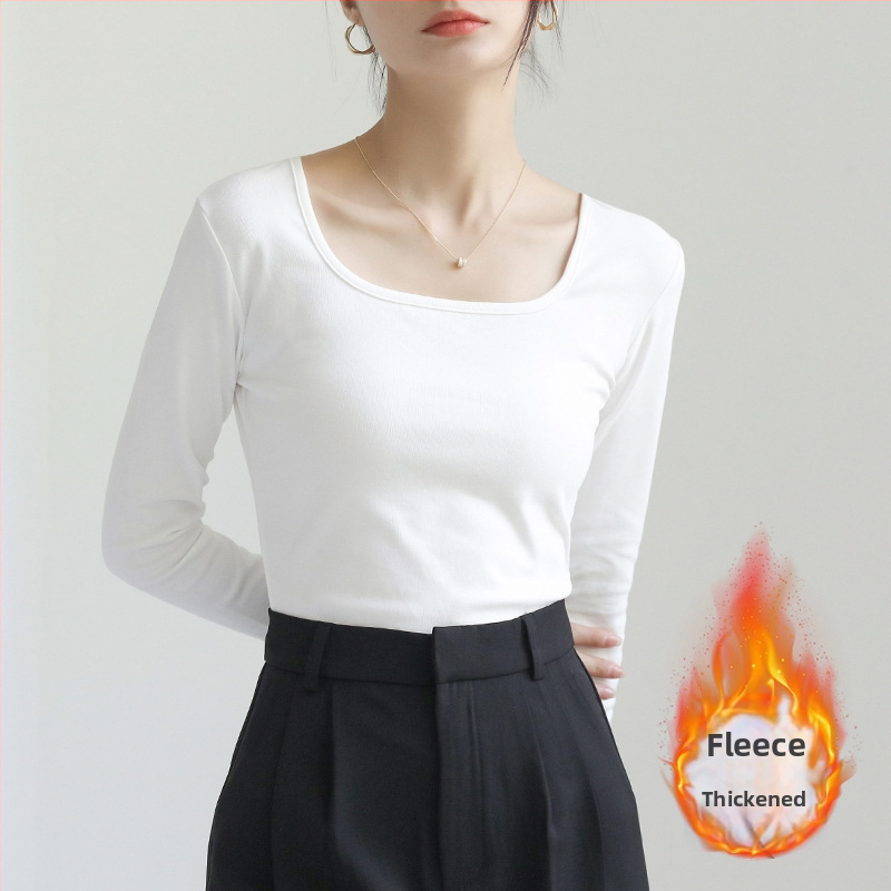 Тениска с дълги ръкави, квадратна яка, стегната кройка, 90–95% памук, нормална дължина 50–65 см