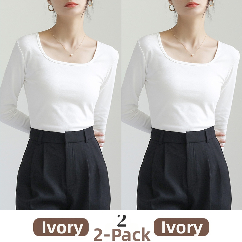 Тениска с дълги ръкави, квадратна яка, стегната кройка, 90–95% памук, нормална дължина 50–65 см